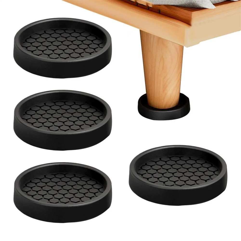 4Pcs Rubber Furniture Coasters Anti-Scratch Noise Reduction Glides For Bed Couch Table Castors Hardwood Floor Protection Pads