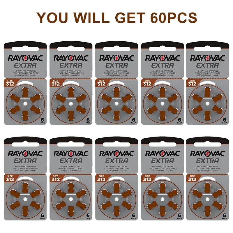 Zinc Air Hearing Aid Battery A312 PR41 ZA312 312A 60PCS Long Lasting Replacement Cells for Hearing Aids DropShip