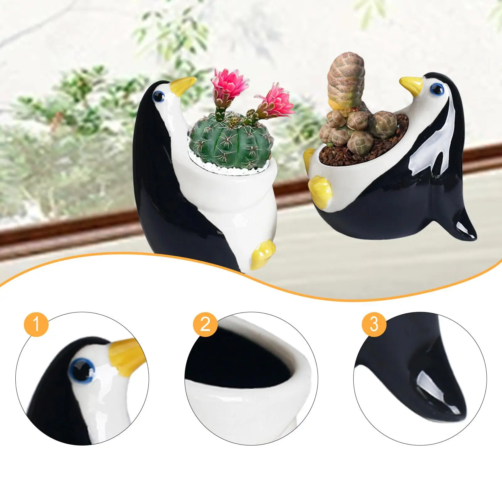 

Compact and practical space-saving planter with drainage, ceramic flower pot for