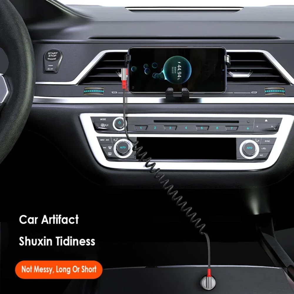 40W 5A Type C Car Spring Stretch Fast Charging Cable For iphone 16 17 Huawei Data Cable Accessories Android Type C Usb Charging