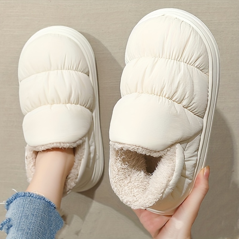  Unisex Fleece-Lined Non-Slip Indoor and Outdoor Warm Snow Boots, New Winter EVA One-Step-On Couple Shoes 