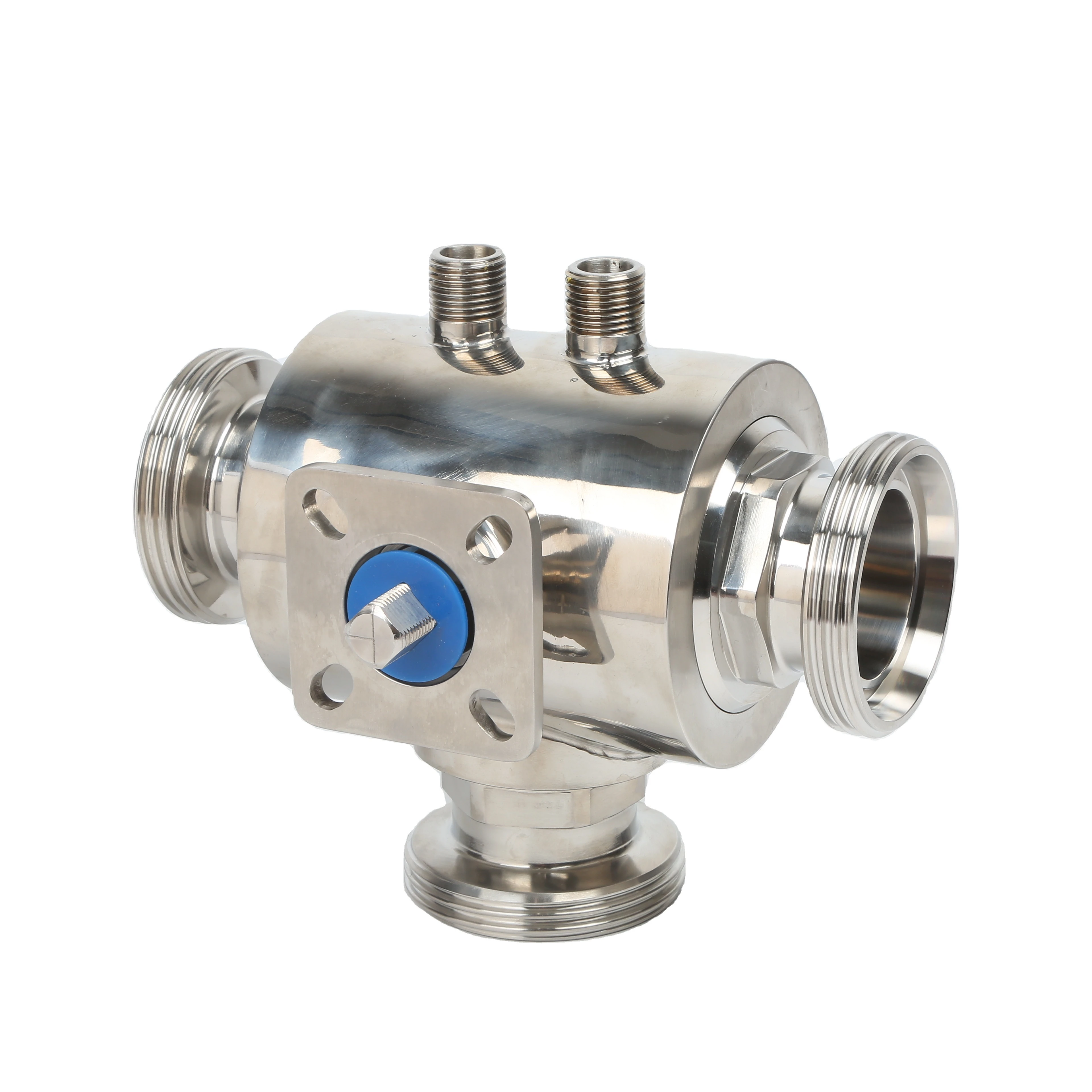 QiiMii SS304 Insulated Ball Valve Jacket 3-Way Ball Valve T Port L Port Heating Jacket Ball Valve Thread DN50 DN64 For Chocolate