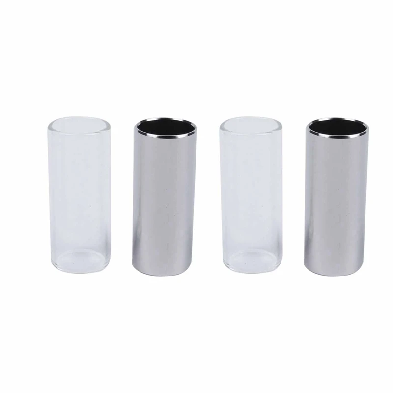 4 Pieces Glass Slide And Metal Slide For Guitar, Bass, Medium (6 Cm)