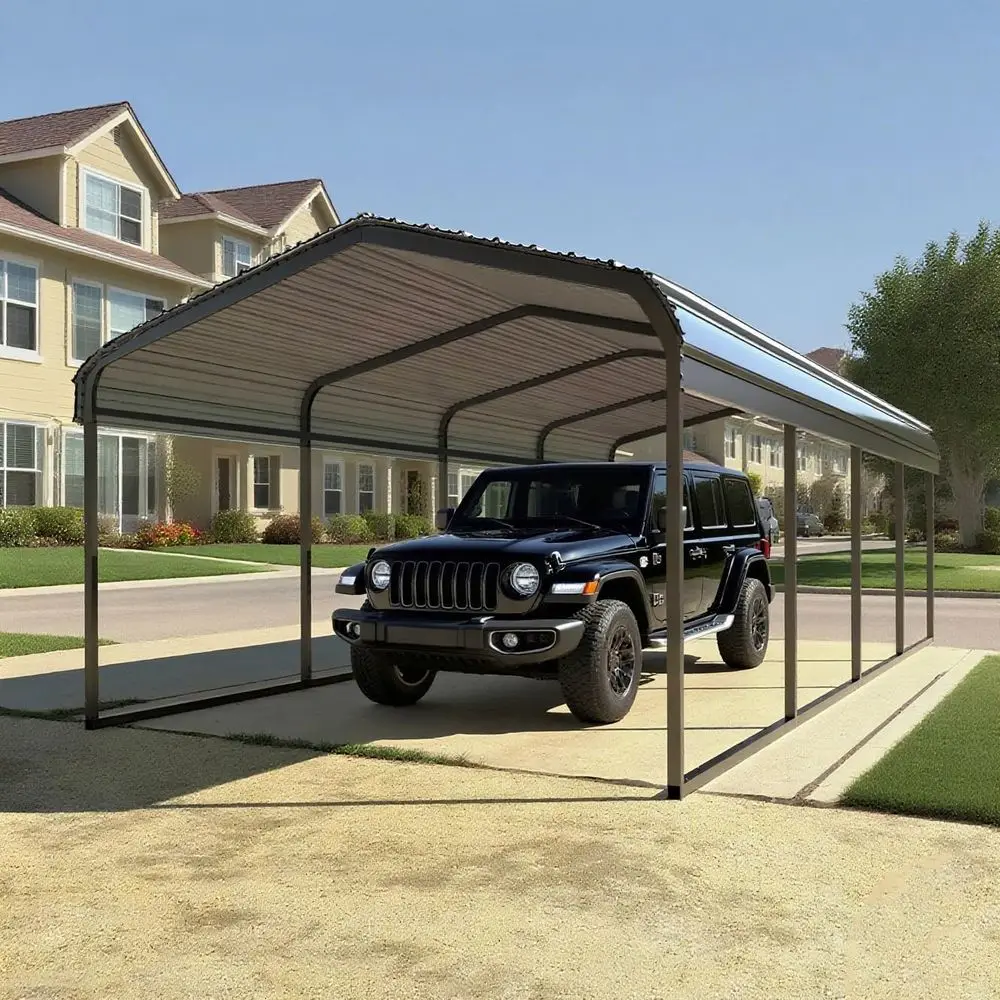

10x20 Heavy-Duty XL Metal Carport with Vertical Roof - All-Weather Galvanized Steel Cover for 2 Cars, RVs, and Boats