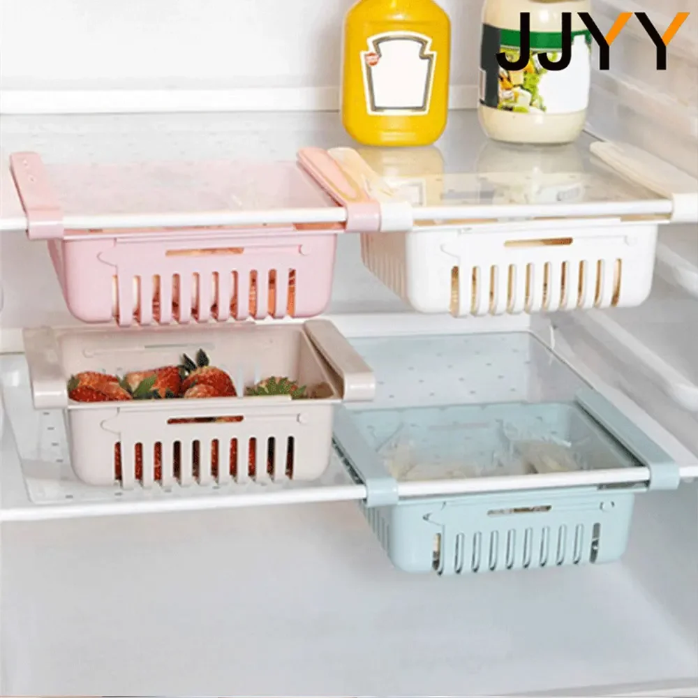 

JJYY Kitchen Fridge Drawer Organisers Retractable Refrigerator Partition Storage Holder Box for Vegetables and Fruits