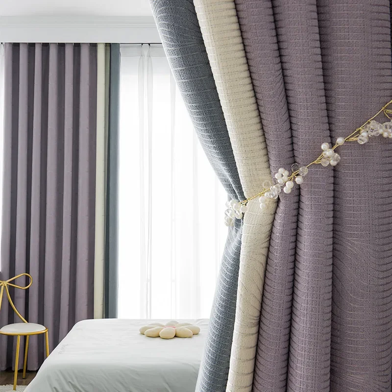 

Simple Pastoral Nordic Style Cashmere Chenille Thickening High Shading Curtains for Living Dining Room Bedroom Windows Door