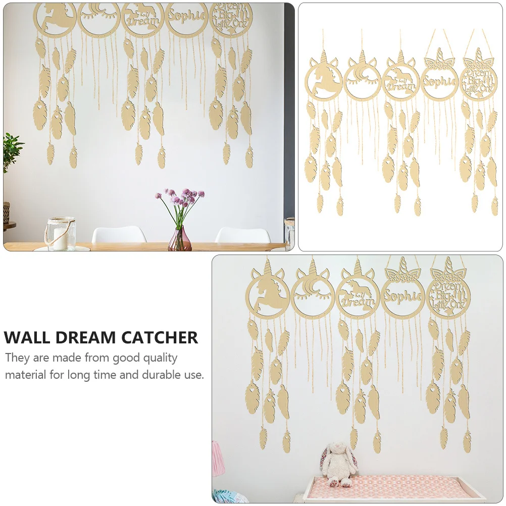 

5Sets DIY Wood Dream Catcher Material Package Compact Size for Bedroom Dorm Nursery Living Area Handmade Dream Catcher