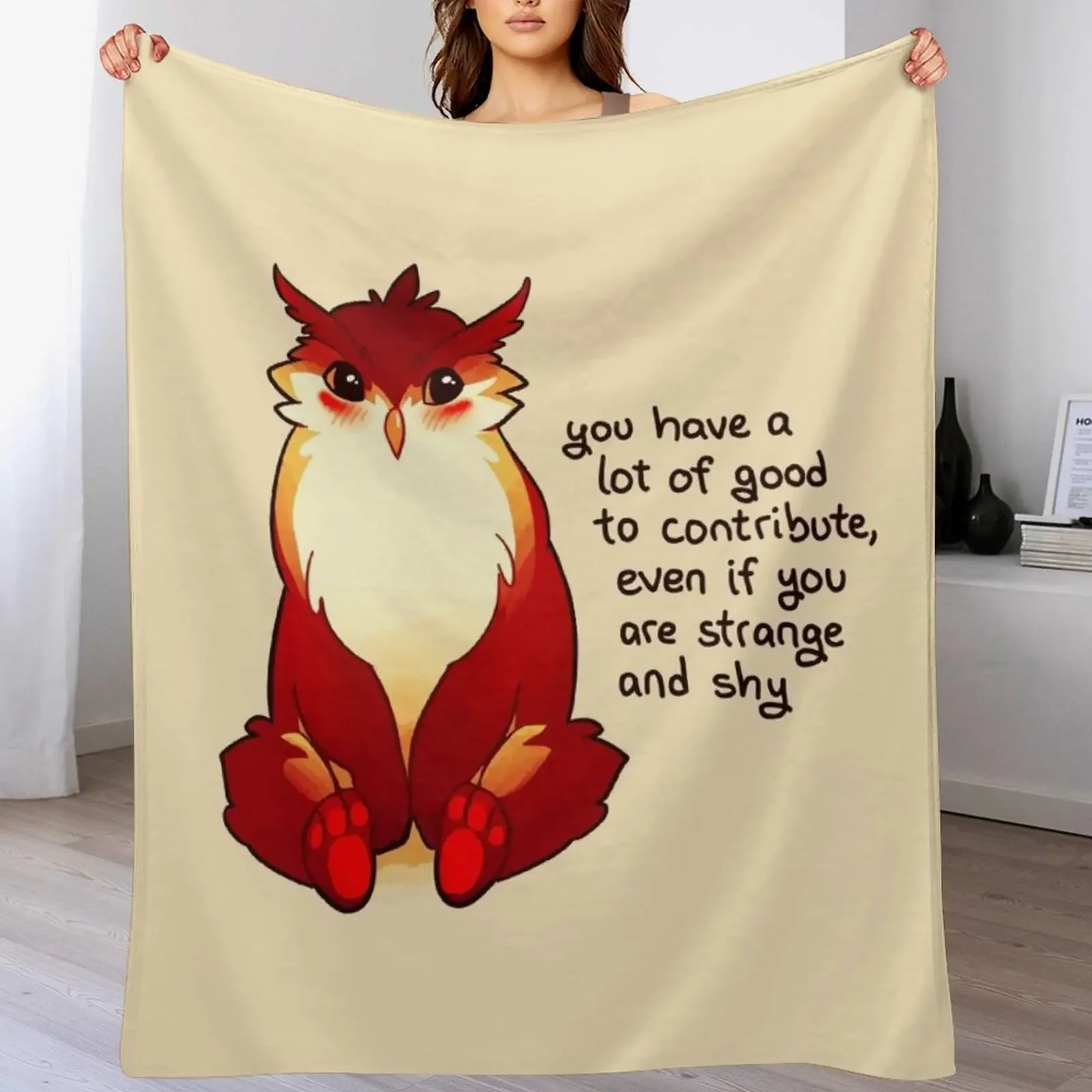 

You Have a Lot of Good to Contribute Blushing Owlbear Throw Blanket Hairys Personalized Gift anime for babies Blankets