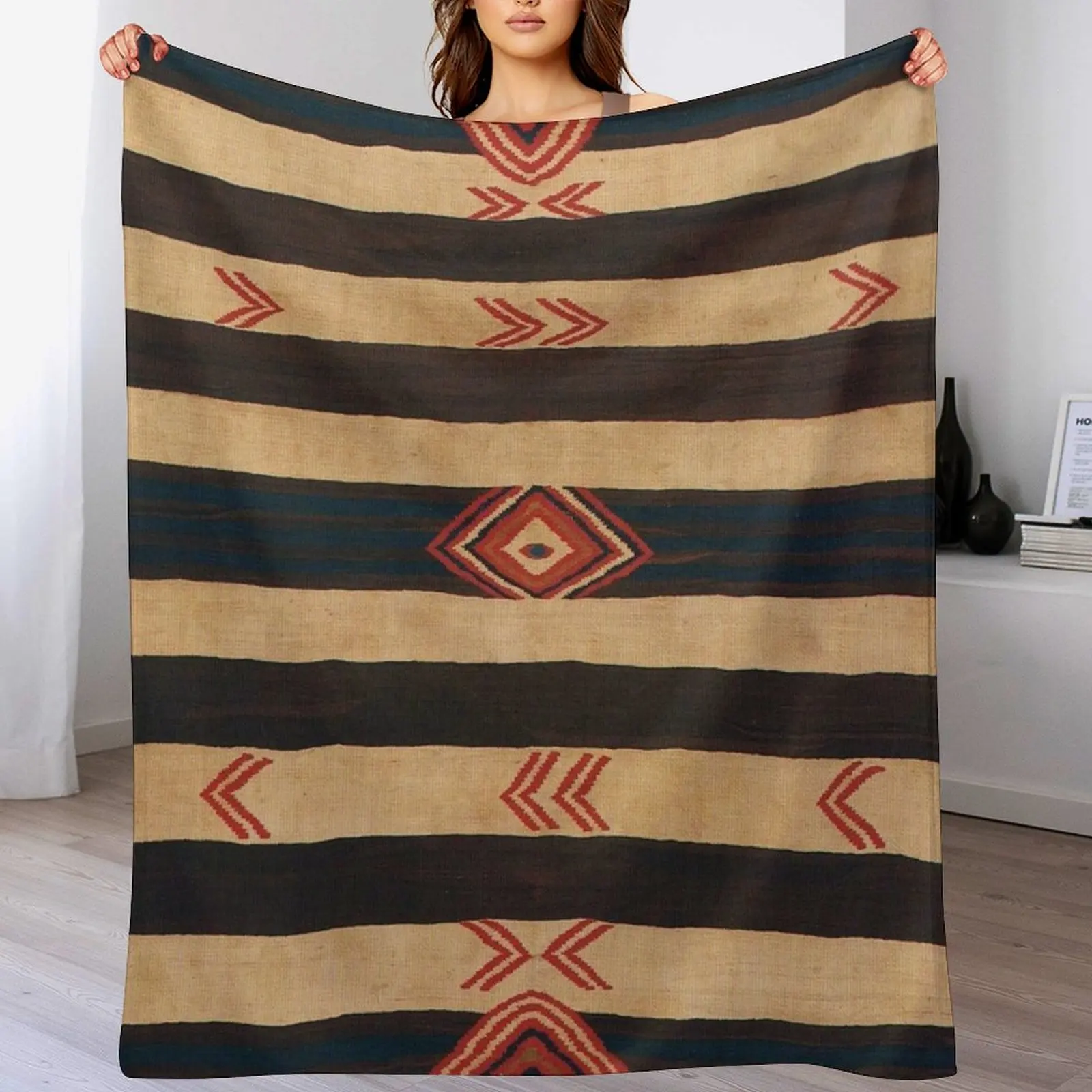 

Navajo Textile / Native American Weaving pattern 15 Throw Blanket Stuffeds Vintage Hair christmas gifts Blankets
