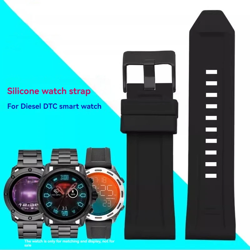 Pulsera de goma de silicona para reloj, 24mm, 26mm, 28mm, para diésel DZ4496 DZ4427 DZ4487 DZ4323 DZ4318 DZ4305, correa de relojes deportivos para hombre