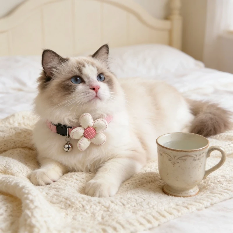 

Cute Sunflower Cat Collar Adjustable Lightweight Soft Comfortable Safe Buckle Bell Accessory for Kittens Adult Cats Daily Wear