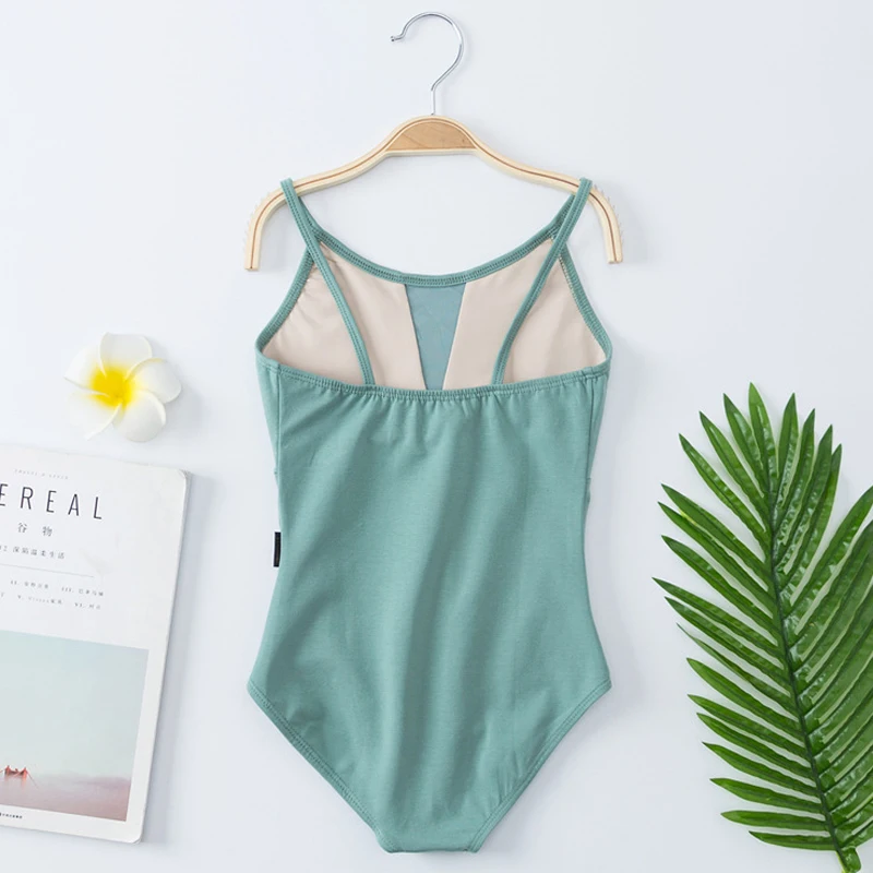 Girls Shoulder Straps Camisole Leotard Ballet Dance Gymnastic Active Tank Unitard  Bodysuit  Ginger Pink