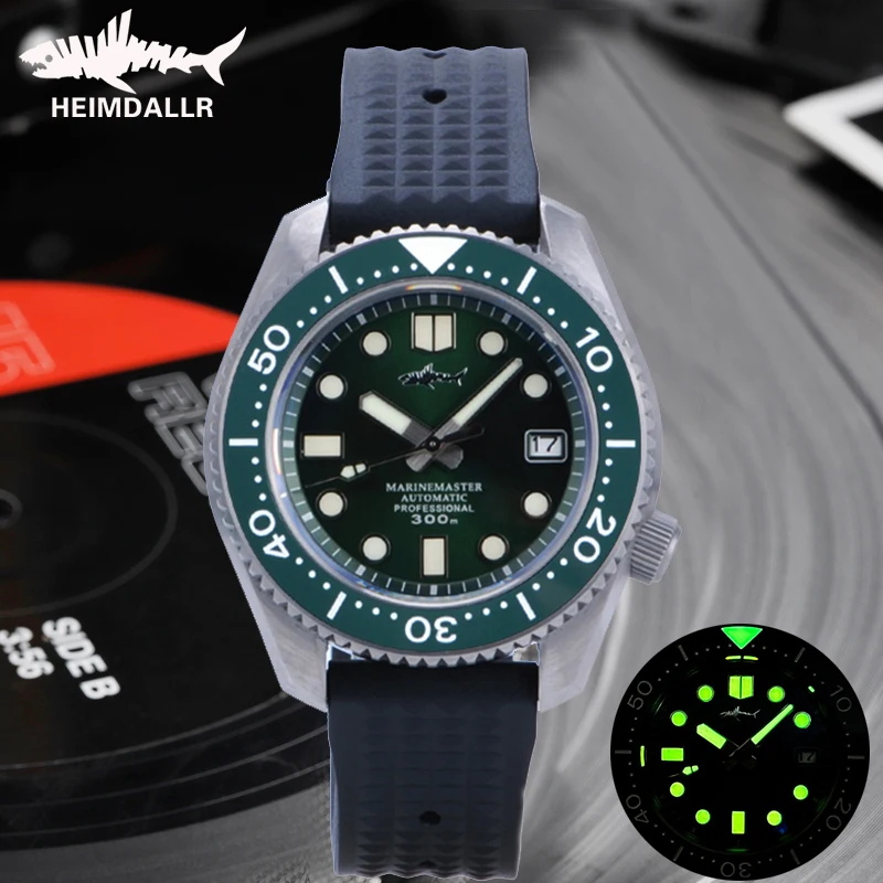 HEIMDALLR Titanium Men Diving Watch Black Dial Sapphire Ceramic Bezel 300M Waterproof NH35 Automatic Movement Mechanical Watches