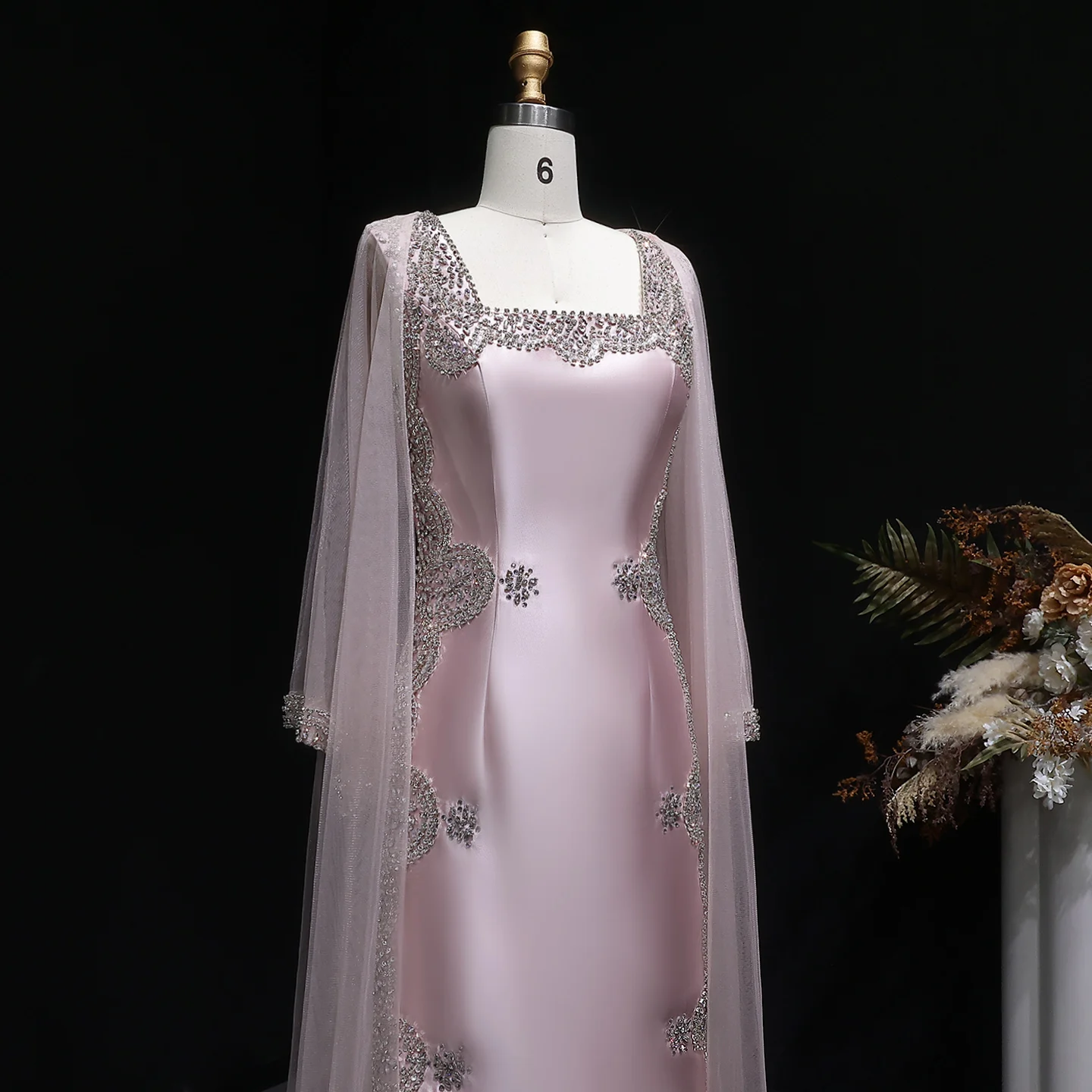 Sharon Said 2026 Neues Elegantes Rosa Zweiteiliges Satin-Abendkleid mit Kristallperlen Dubai Arabisches Damen-Abendkleid SS326 Maßanfertigung – Detail 5