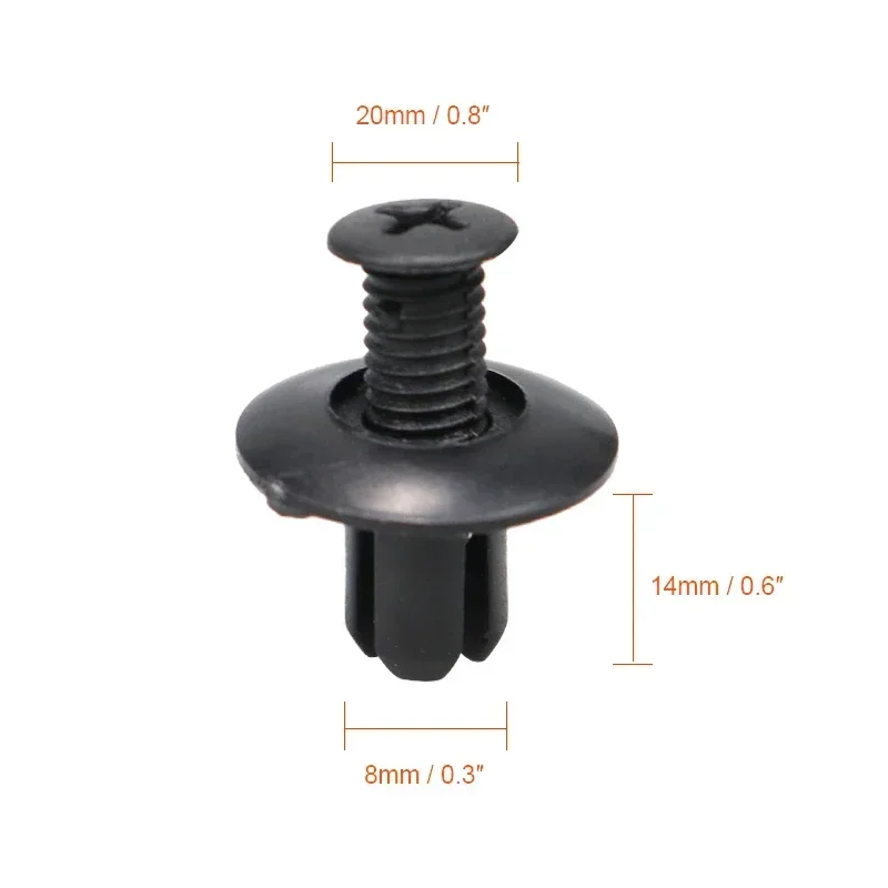 10/20/50pcs Universal Car Bumper Fender 8mm Hole Plastic Rivets Fasteners Screw Car Fastener Clips for Toyota Focus Kia Nissan