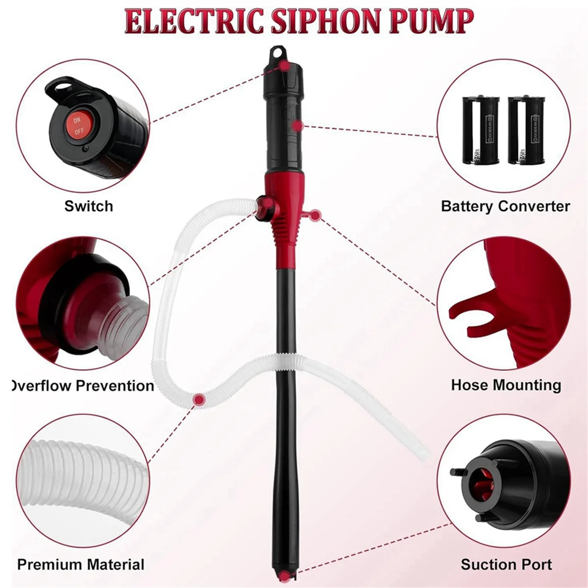 Portable Electric Suction Pump Upgrade Handheld Liquid Siphon Oil Water Fuel Battery Vehicle Powered Gas Transfer Pump