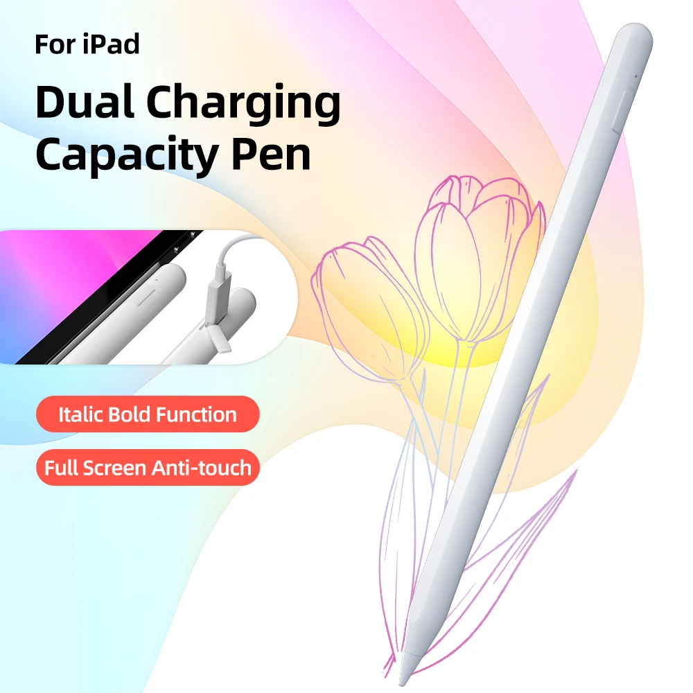 Asnap Stylus Pen for Apple Pencil Magnetic Wireless Charging Bluetooth Palm Rejection Tilt Pens Long Battery Life for iPad Pro