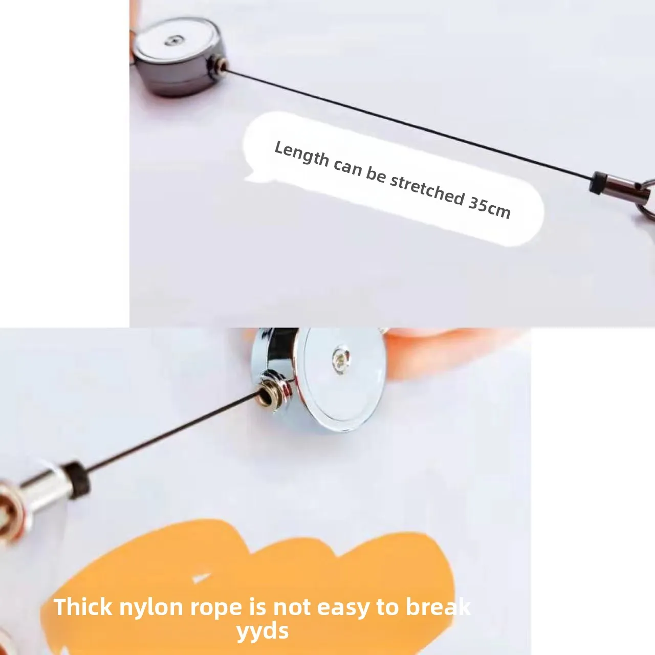 easy to pull, metal chain keychain, anti-lost wire puller, telescopic hanging rope buckle.