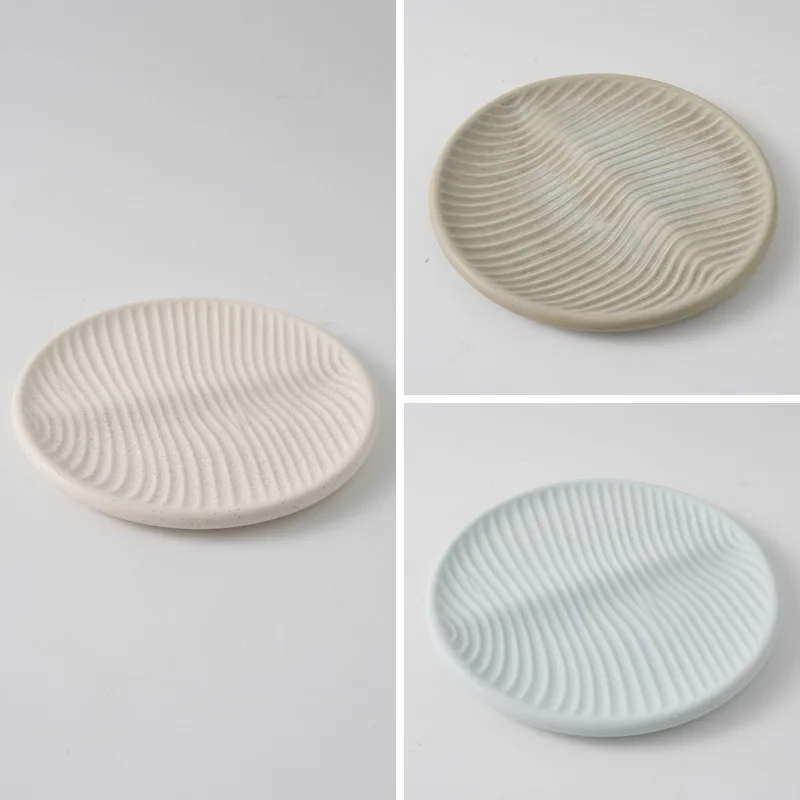 

Creative ceramic round water ripple tray fruit plate ornament home desktop coffee table dim sum storage tray creative storage
