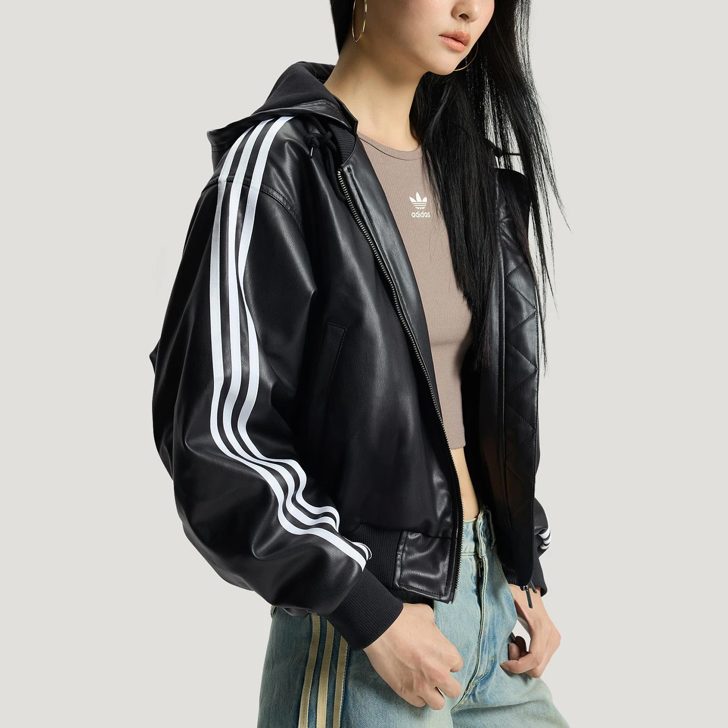 Adidas genuine clover women's hooded warm and durable casual cotton clothing KU6857