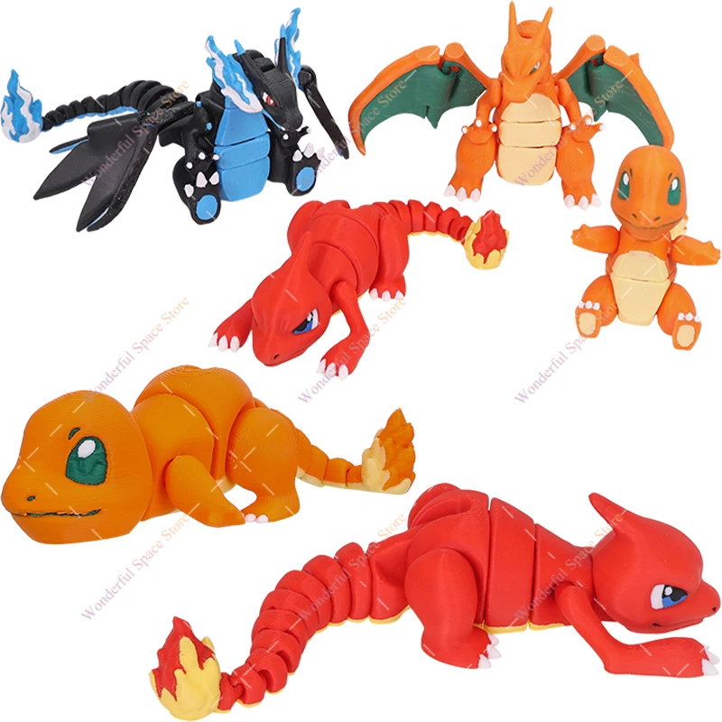 Action-Modell Charmeleon Charmander Charizard Mega Charizard X mit Beweglichen Gelenken, Anime 3D-Gedruckte Sammlerstücke, Desktop-Dekoration, Geschenke