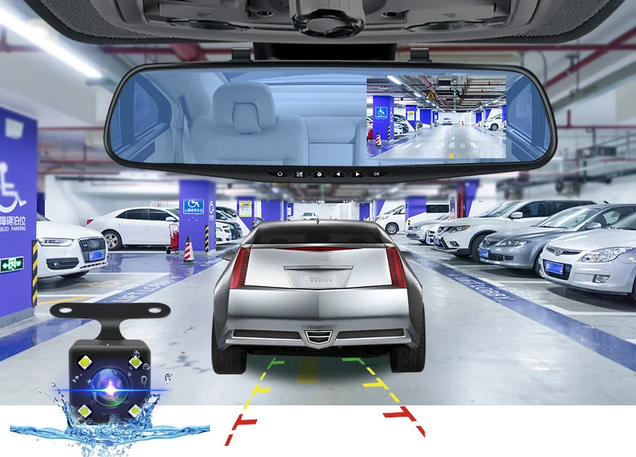 E-ACE Dashcam Auto Dvr 4,3 Zoll Spiegel FHD 1080P Kamera Optional Dual Objektiv DVR Rückspiegel Dash Kamera video Recorder Auto – Detail 17