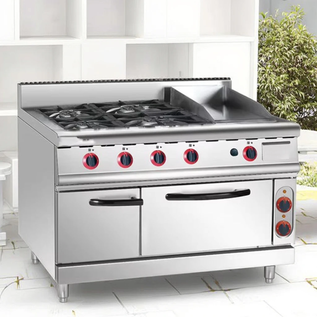 BAOKANG Commercial Kitchen Equipment Durable 4-burner Gas Stove Oven Stainless Steel Convection Freestanding Deluxe Vertical