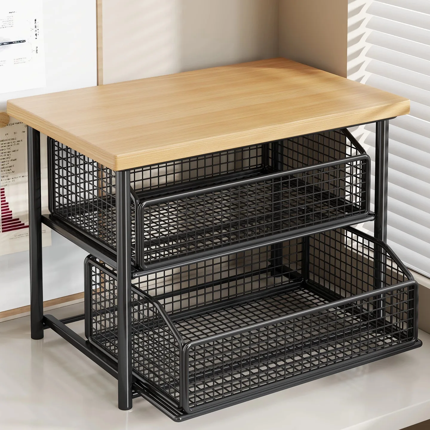 Easy Installation Printer Storage Rack With Desktop Drawers Upgraded Slide Rail Copier Storage Stand Small Double Layered Shelf 