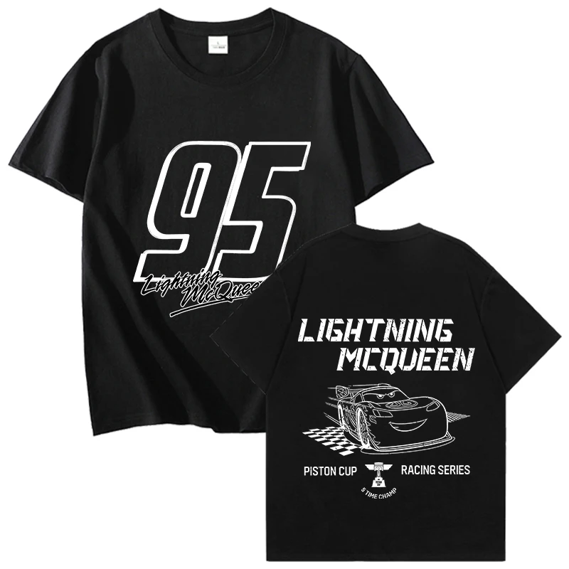 

Disney Lightning McQueen Adult Cotton T-shirt Disney Cars Casual Fashion Clothes Women Summer Top Men Short Sleeve Tee Unisex