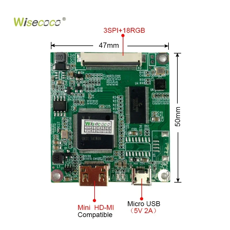 IPS 2.8 Inch TFT LCD Round Display ST7701S Driver IC SPI+RGB 40 PIN Interface 480*480 Screen Board Wisecoco