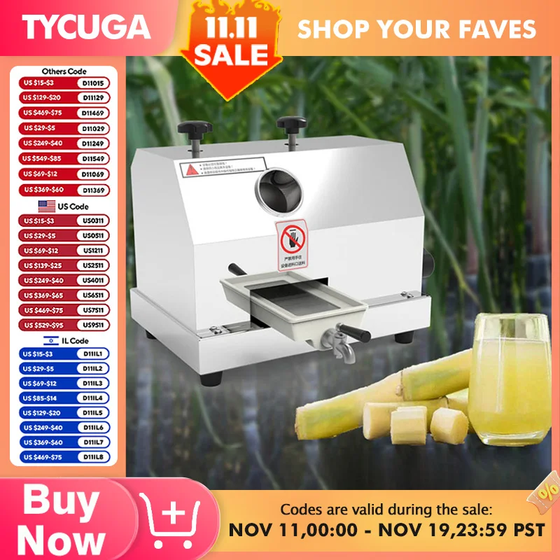 عصارة قصب السكر التجارية اليدوية المصنوعة من الفولاذ المقاوم للصدأ آلة عصير قصب السكر اليدوية مستخرج عصير الفاكهة سعة كبيرة