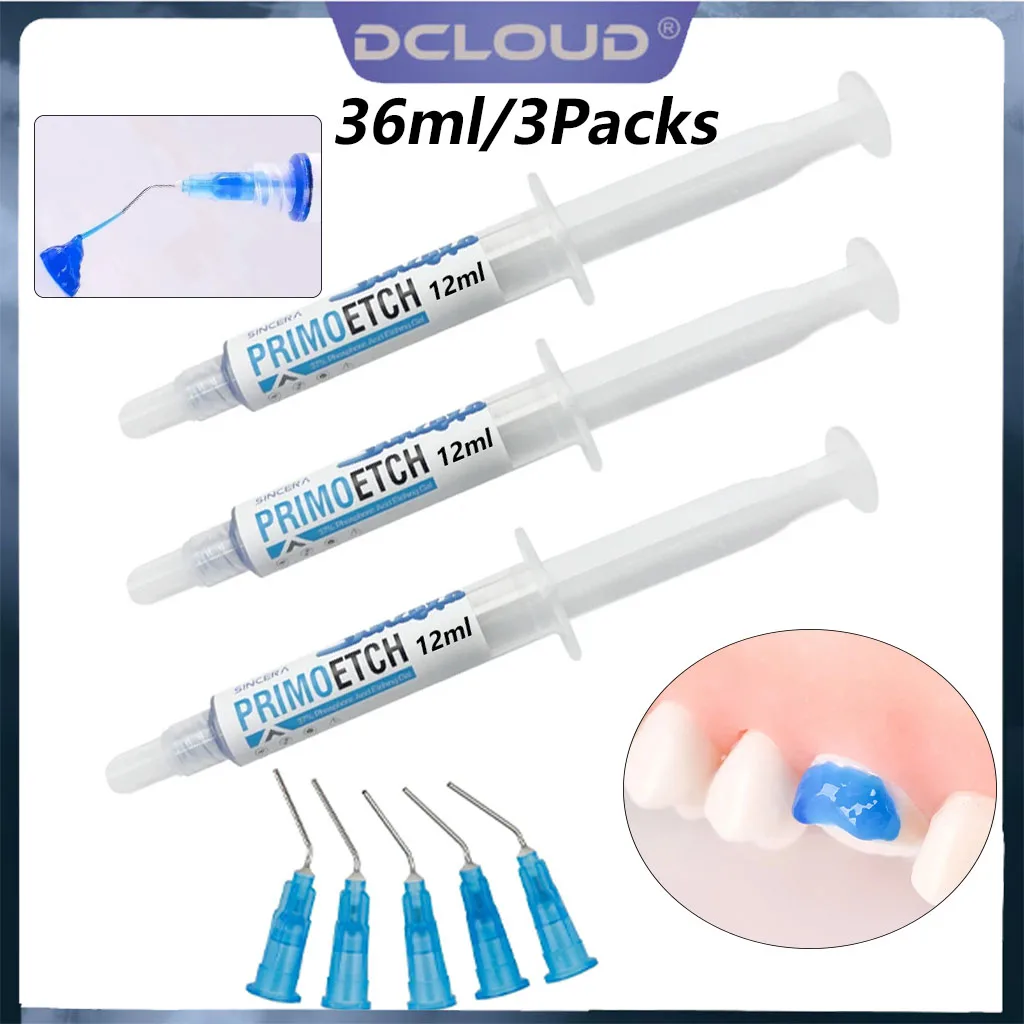 3Packs Dental Etchant Acid Etching Gel 37% Phosphoric Syringe Orthodontic Light Cure Adhesive Bonding Paste Primer Orthodontic