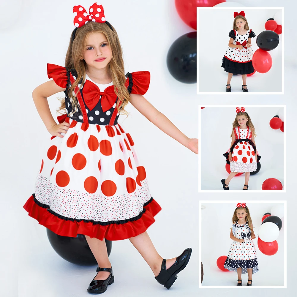 Mickey Mouse Costume 2024 Summer Toddler Girls Cartoon Minnie Tutu Dresses Kids Birthday Party Cosplay Carnival Clothes