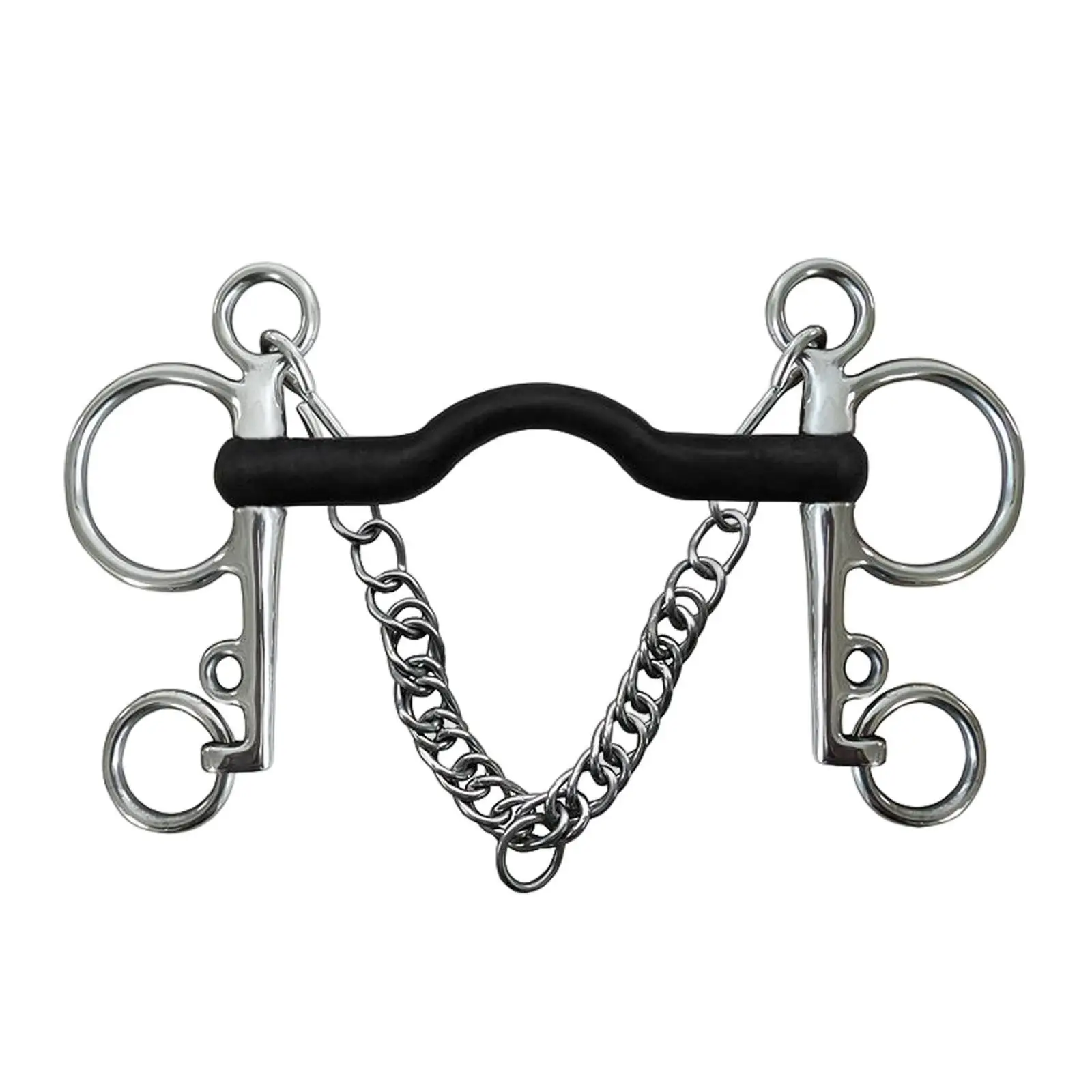 Horse Bit W/Curb Hooks Chain Harness for Training Equipment Equestrian