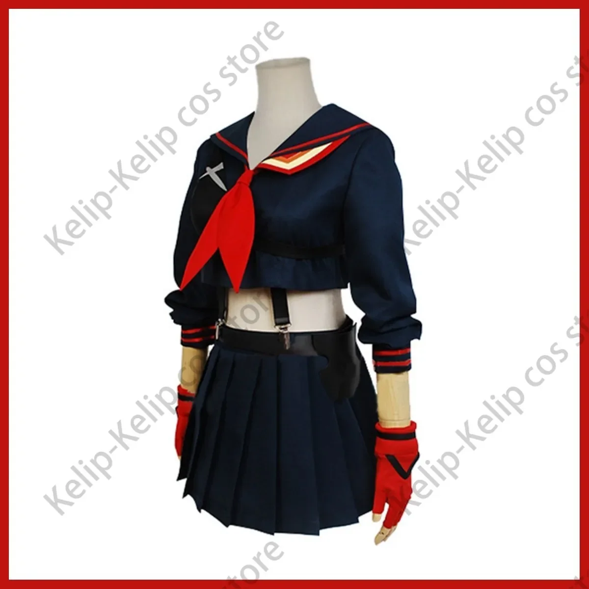 Disfraz de Cosplay de Anime Kill La Kill Matoi Ryuuko para mujer, peluca negra, falda de uniforme JK, camisa corta, traje de fiesta de Carnaval Kawaii Sexy