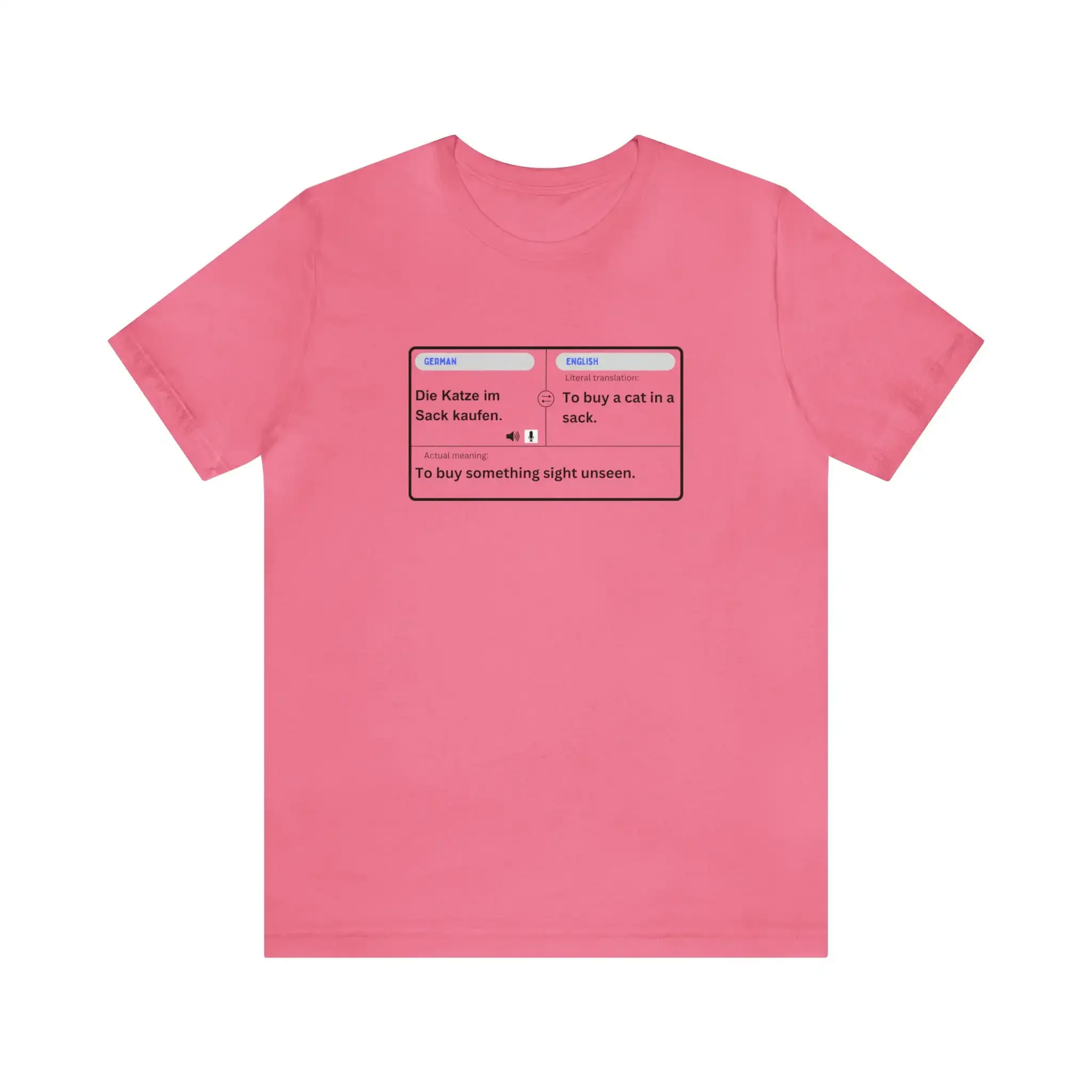 Mysterious German English Translator T Shirt Unveil Die Katze im Sack kaufen Jersey