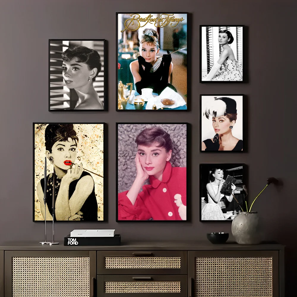 

Audrey Hepburn Poster Self-adhesive Art Poster Whitepaper Prints Posters Artwork Aesthetic Art Wall Painting