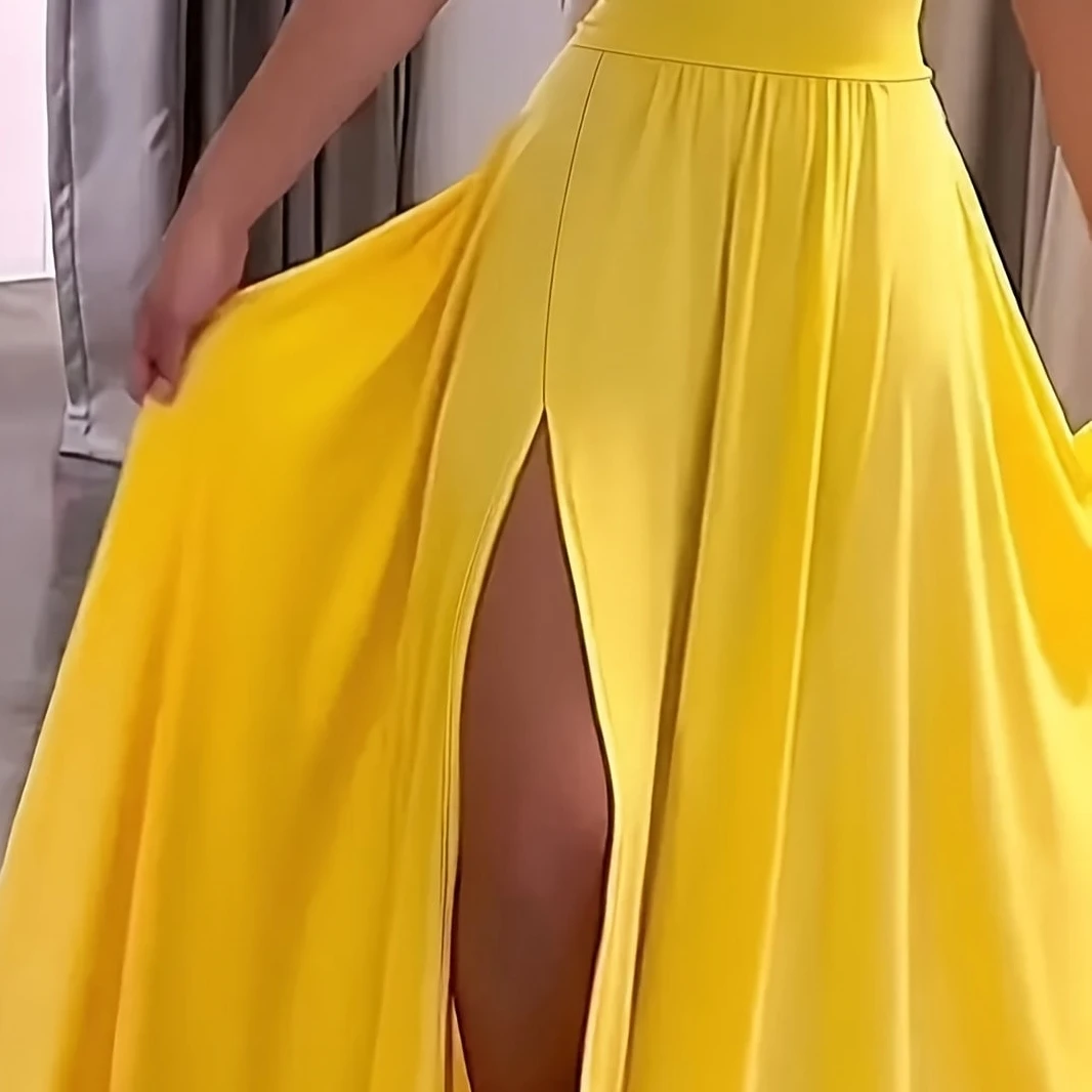 2026 casual sexy slit lace up backless camisole dress, elegant sleeveless V-neck cinched waist dress, women's party outfit - Image 6