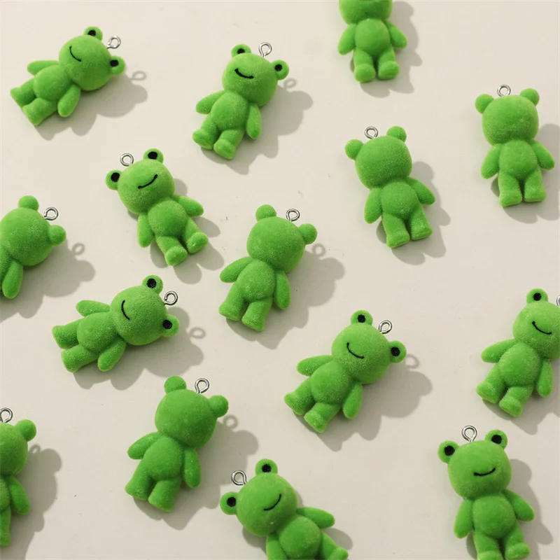2024 Newest 30pcs/lot color print animals cartoon frog shape resin dolls beads charms diy jewelry garment/keychain accessory