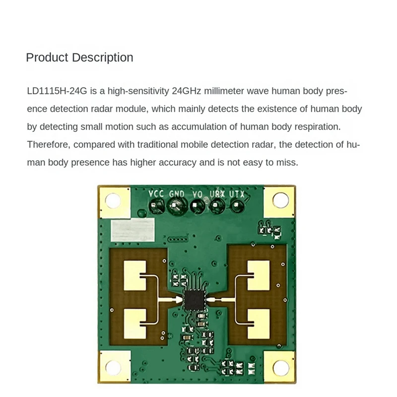 Módulo de Sensor de presencia humana, comunicación en serie TTL, LD1115H, detección de micromovimiento, 2x24Ghz