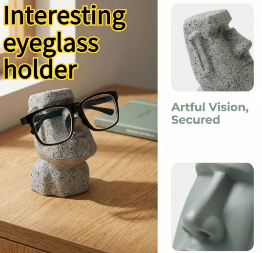 Creative Stone Statue Glasses Display Stand Ornament Office Desktop Glasses Stand Gift Decoration Crafts