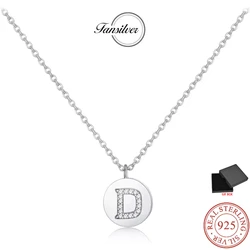 Fansilver S925 Sterling Silver Initial Pendant Necklace Delicate Personalized Jewelry Letter Pendant Chain Gift for Men Women