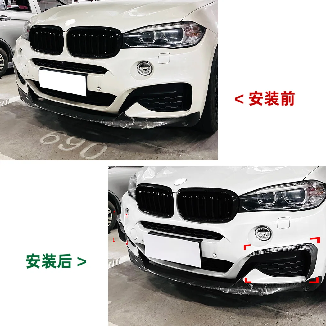 2015 To 2019 2X For BMW X6 F16 M Sport M50i M50d  Performance Gloss Black Front Bumper Splitter Lip Spoiler Diffuser By Body Kit