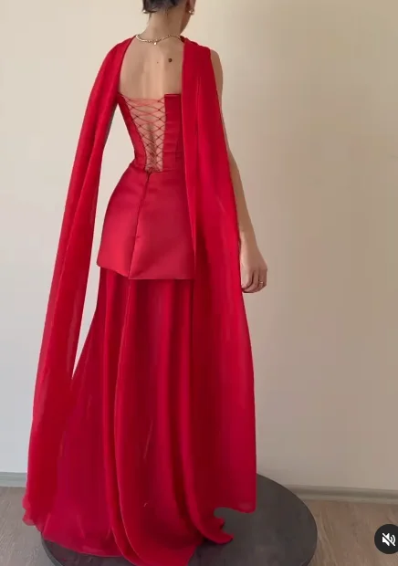 A-Line Red Evening Dress Saudi Arabia Women's Formal  Prom Dresses Strapless Sleeveless Request Party Wedding Dress gala 2025