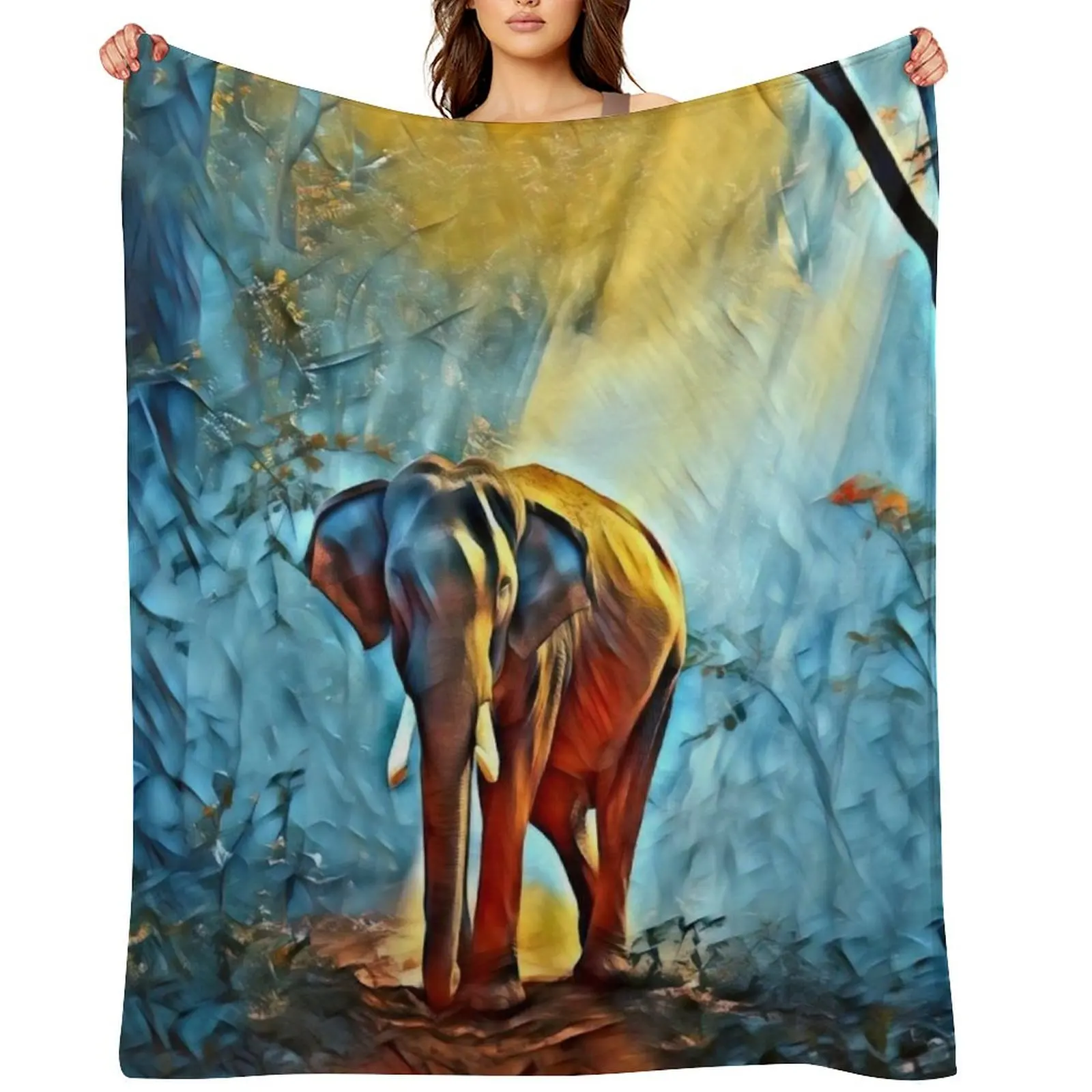 

Elephant Animal Africa Safari Throw Blanket Vintage Luxury Designer Furry Bed Blankets