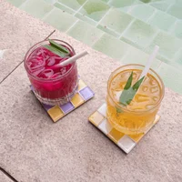 Colorful Mosaic Glass Tile Beverage Coasters Vibrant Home Decor Gift for Office Desk, Bar, and Drink Cup