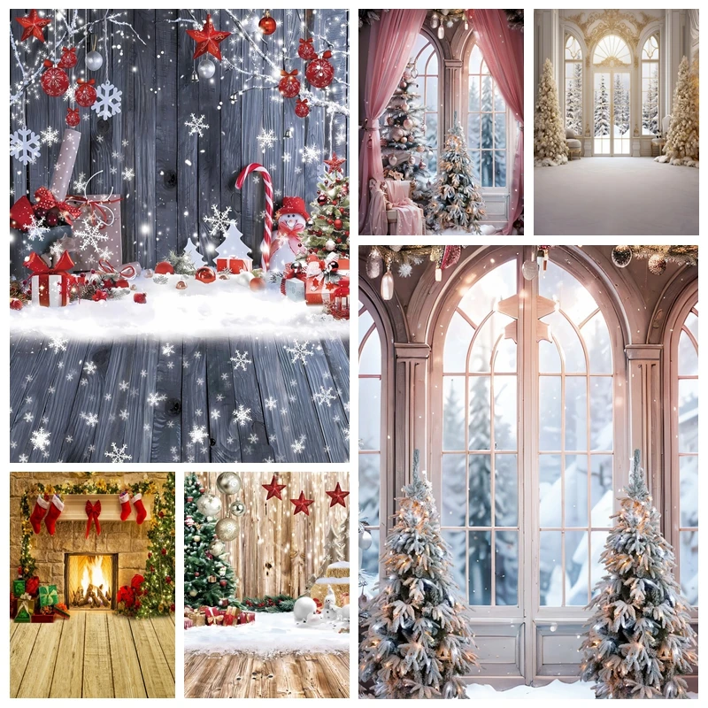 Winter Wonderland Christmas Backdrop for Photography White Snowflake Glitter Bokeh Kids Portrait Banner Photo Background Props