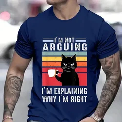 Funny Cat Coffee Tshirts Black Cat I’m Not Arguing Graphic T Shirts Oversize T-shirt Fashion Harajuku T-shirts Men Brand T-shirt