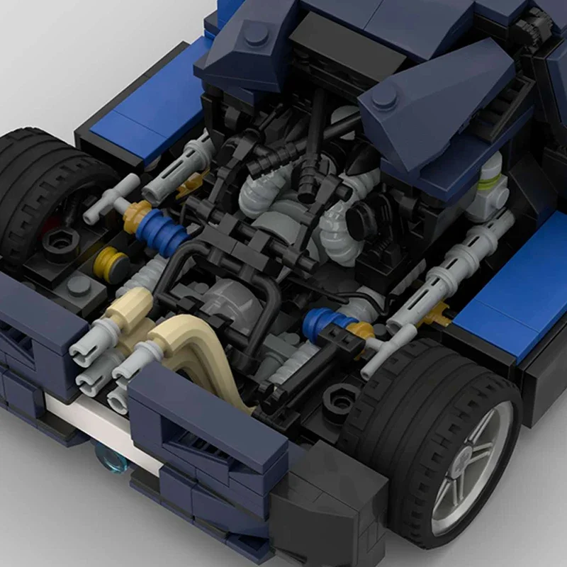 Moc-都市車両モデルのビルディングブロック、スピードチャンピオンとテクノロジーのモジュラーブロック、DIYアセンブリおもちゃ、クリスマスギフト、青