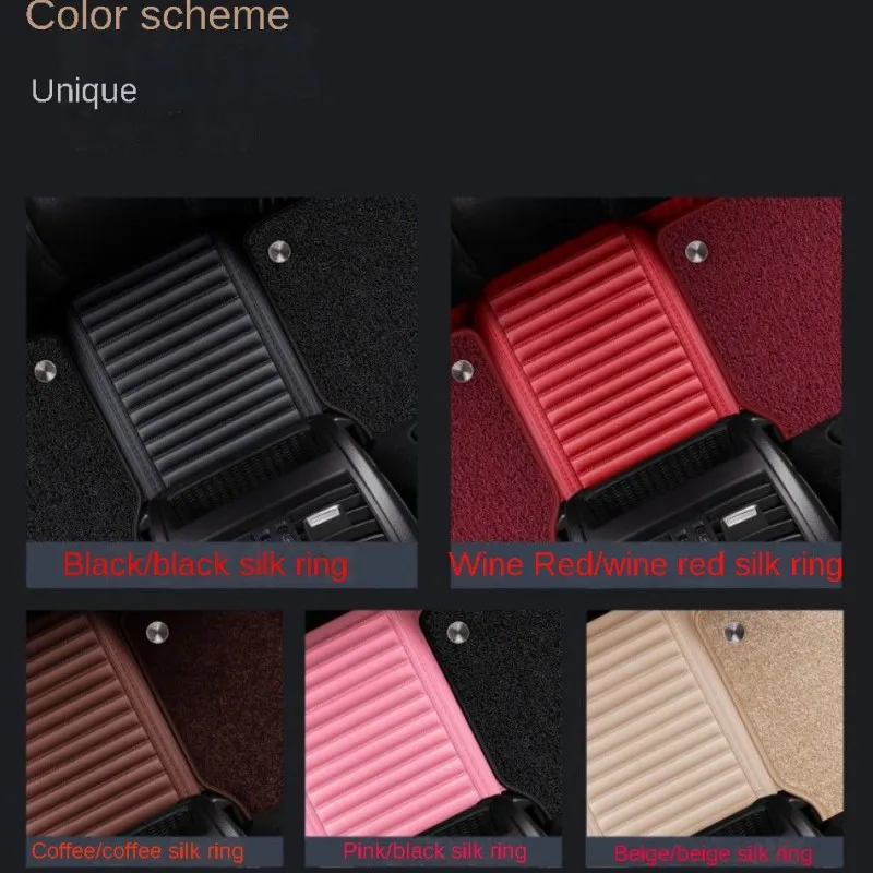 Custom Leather Striped Car Mat for Peugeot All Model 4008 RCZ 308 508 301 3008 206 307 207 2008 408 5008 607 Automobile Carpet